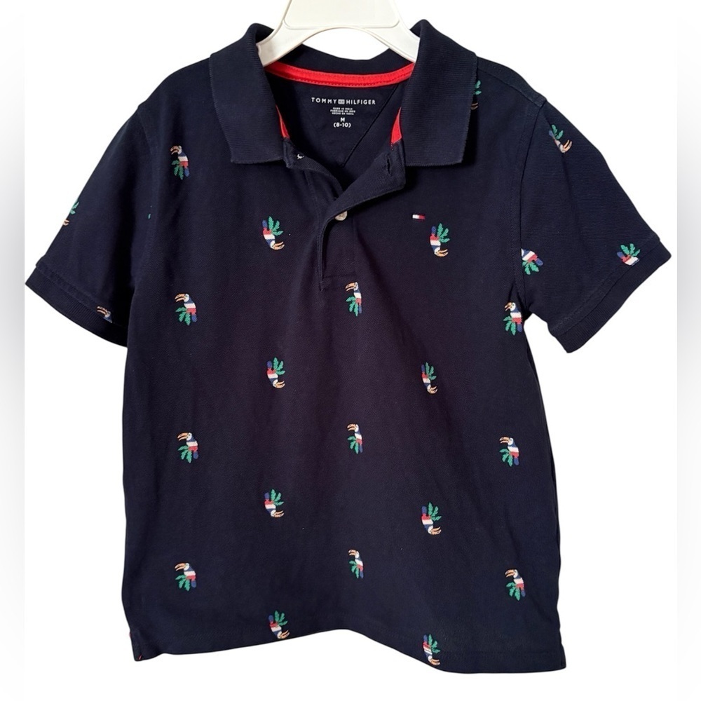 Tommy Hilfiger polo shirt for boys unique tucan design size M 8-10Y 100% cotton